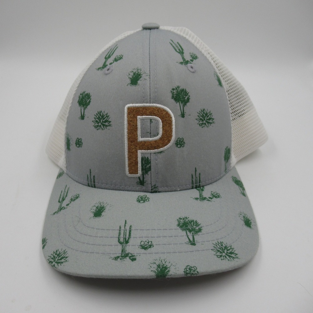 Puma Golf Hat Mens OSFA Gray Cactus Print Mesh Back Snapback P 110
